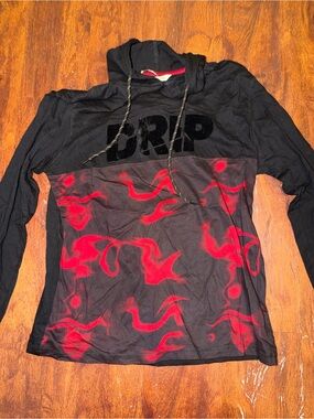 Black & Red Graphic Hooded Sweatshirt
